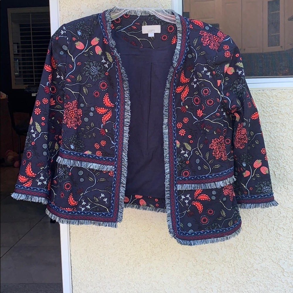 Ann Taylor LOFT Primavera Strawberry Open Blazer